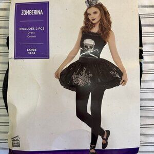 Prima Zomberina Costume Girls Large 12 - 14 Zombie Dancer Black Halloween Goth